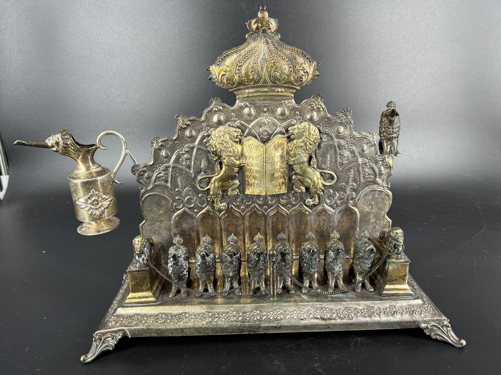 Antique Sterling Silver Oil Menorah Judaica (1 of 12)