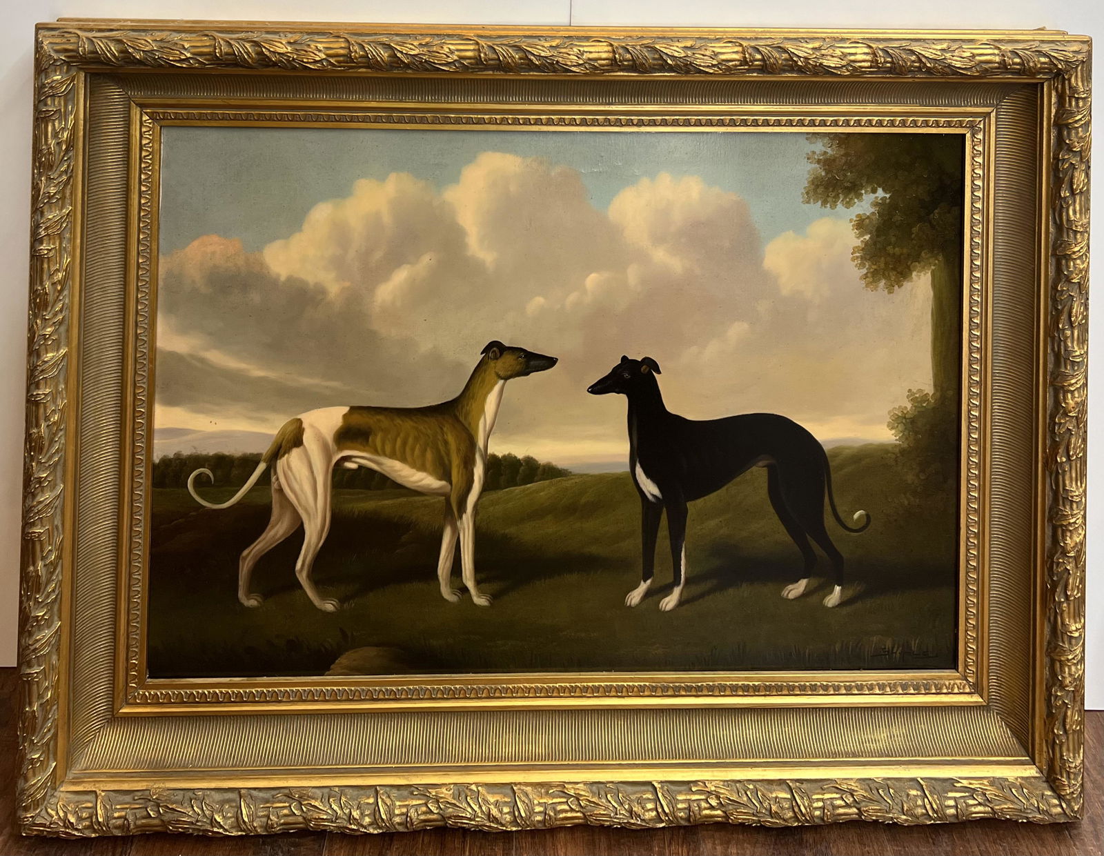 Shipley (American, 20th c.) Greyhounds Dogs Painting Feb 26, 2022 Maywood Antiques in NJ