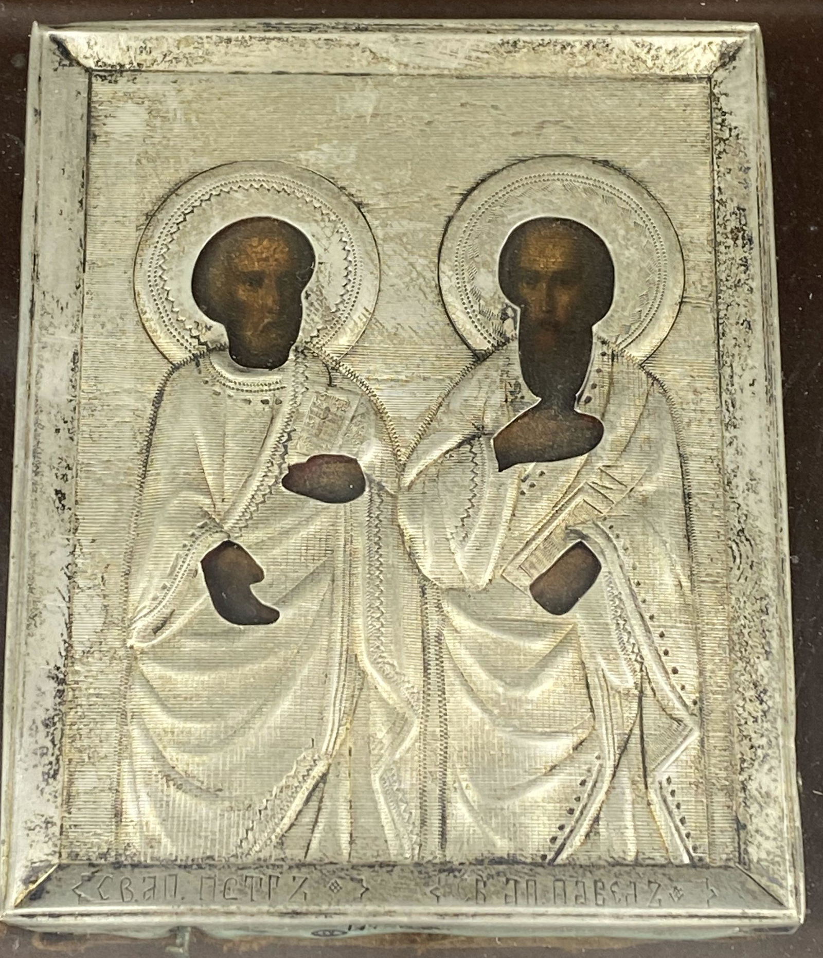 Antique Religious Icon Apostles Pavel 84 Silver Oklad (1 of 3)
