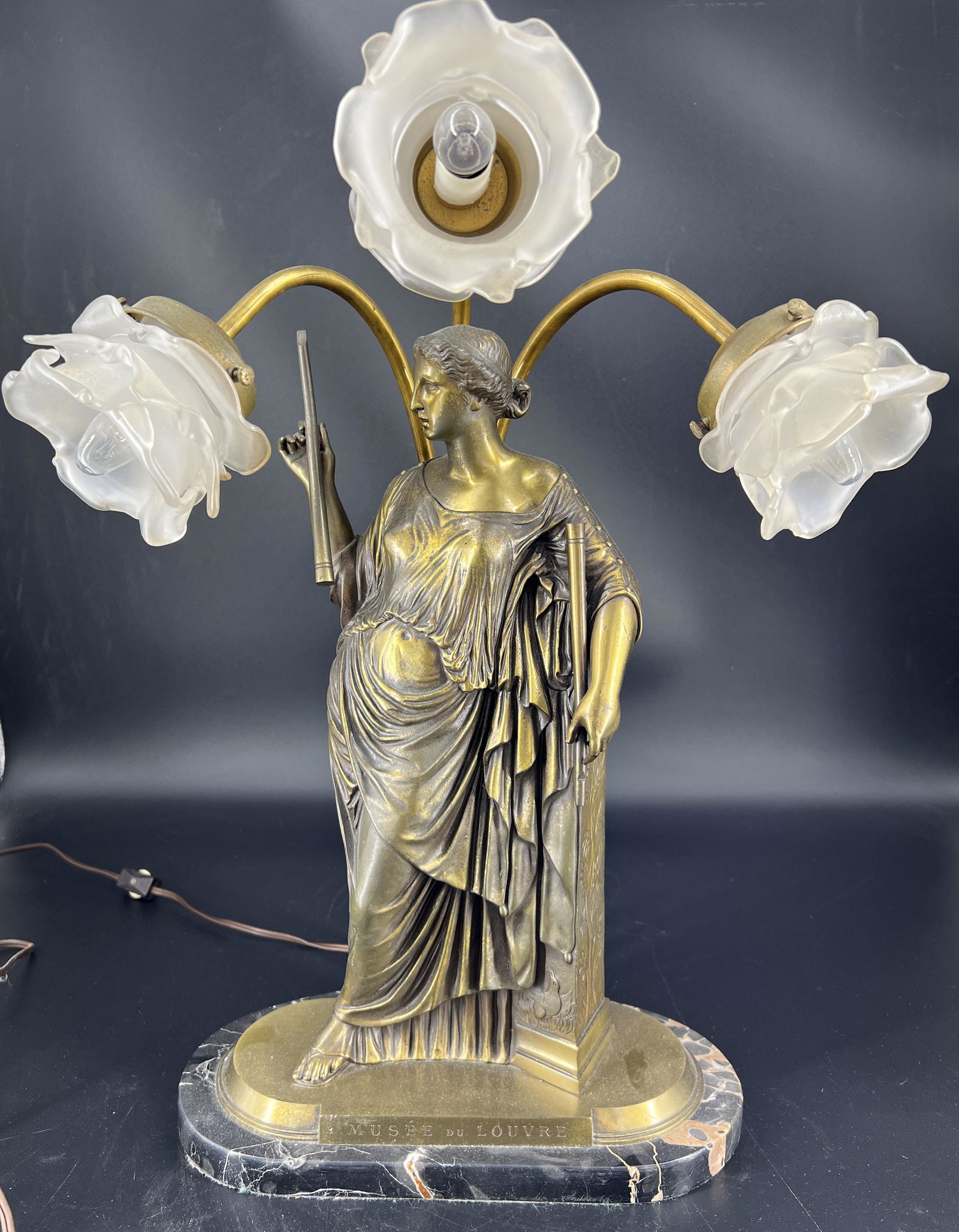Antique Bronze Musee De Louvre Woman Lamp (1 of 7)