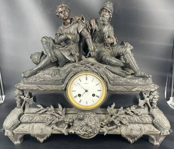 Fine Antique Patinated Bronze Sculpture Mantel Clock Tiffany & Co.