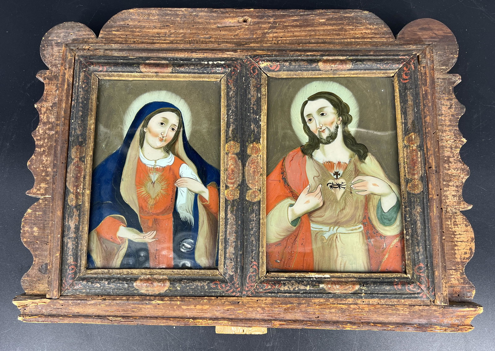 Antique Wooden Religious Plaques of Virgin Mary Madonna & Jesus (1 of 7)