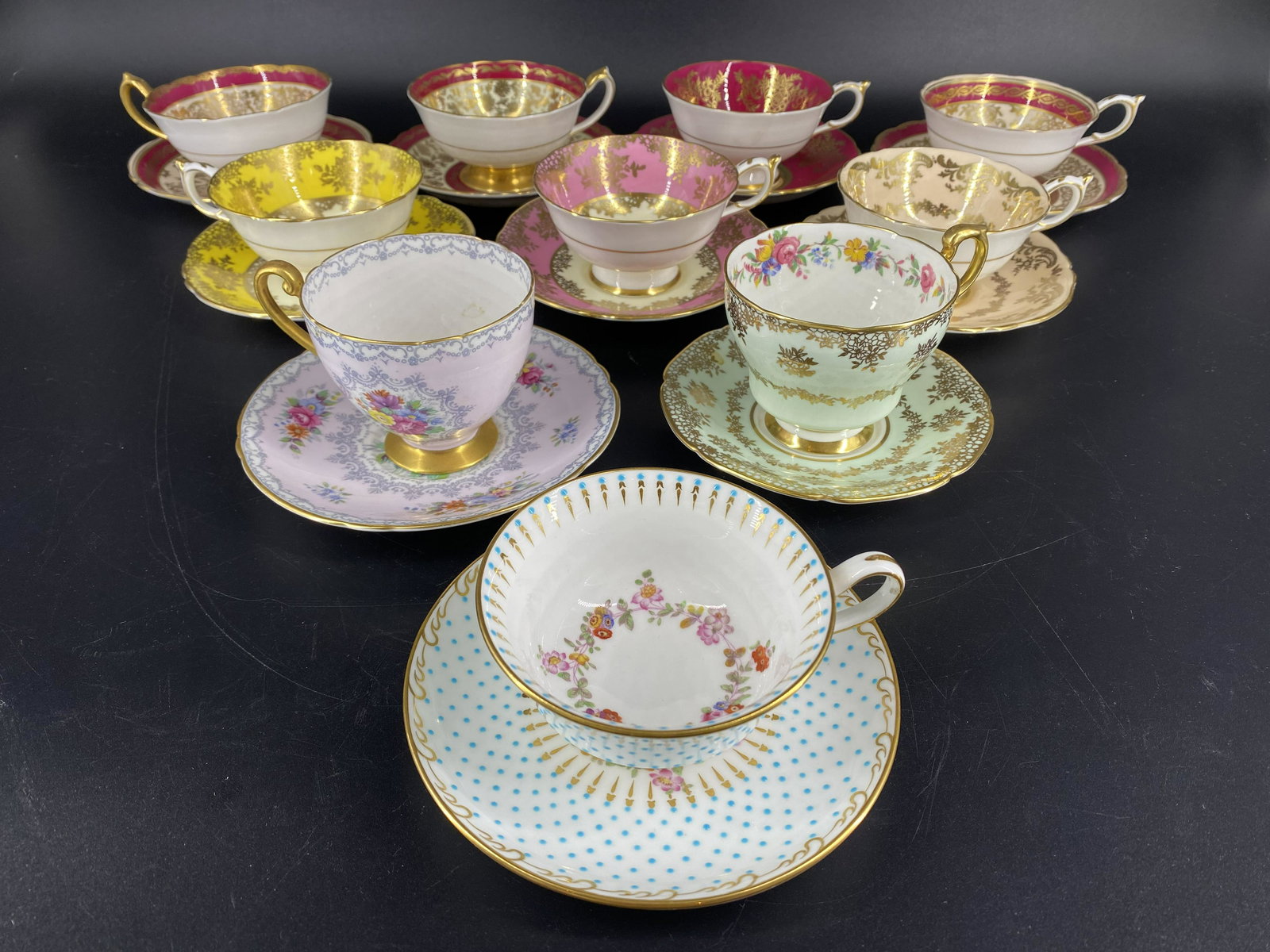 Lot of 10 Vintage Porcelain Cups & Saucers Set (1 of 11)