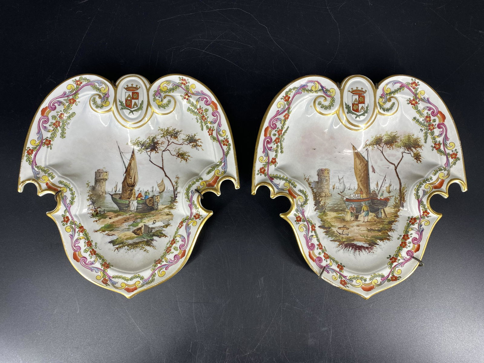 Pair of Antique Lille 1767 Porcelain Cabinet Plates (1 of 6)