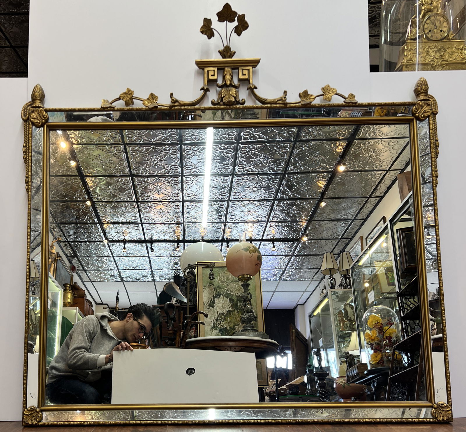 Antique Gilded W/ Floral Design Mirror (1 of 8)