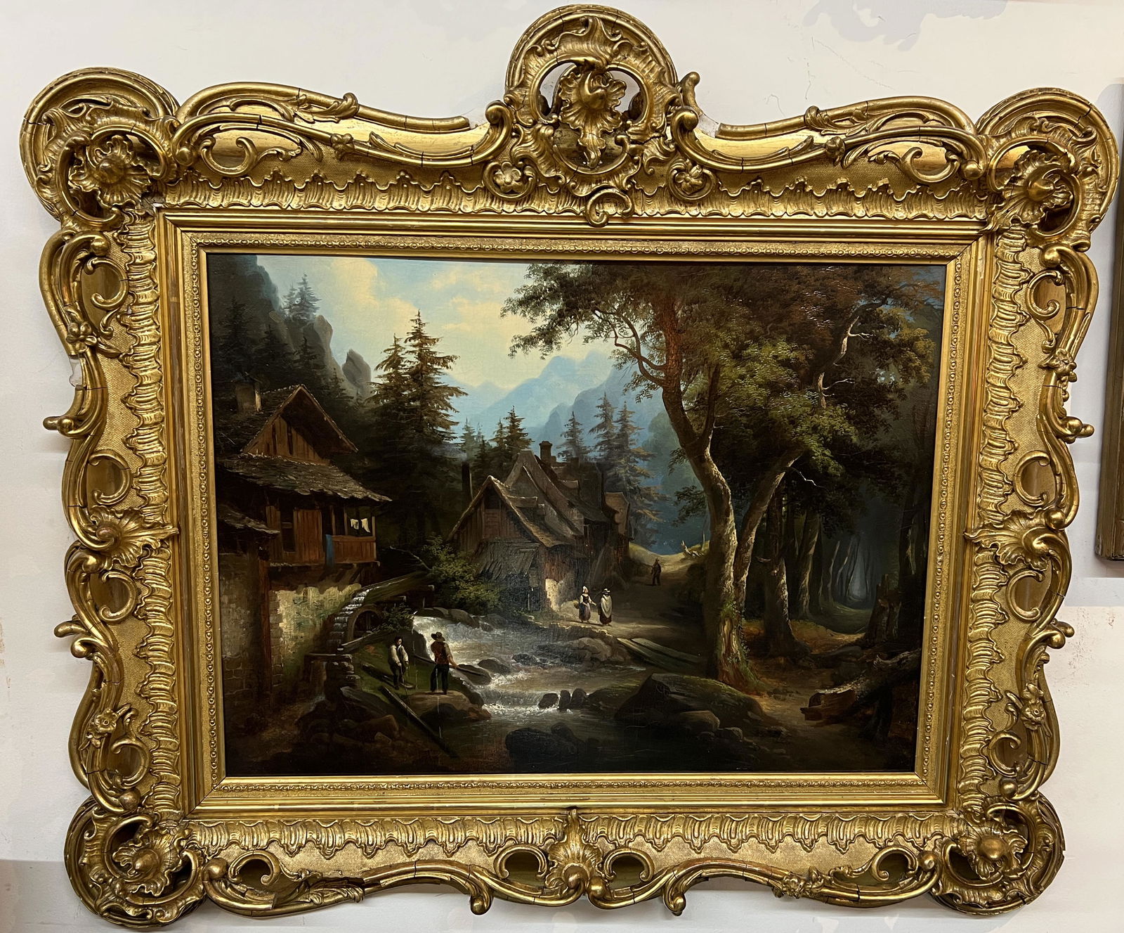 Antique Scenic Landscape Oil Painting Unsigned (1 of 9)