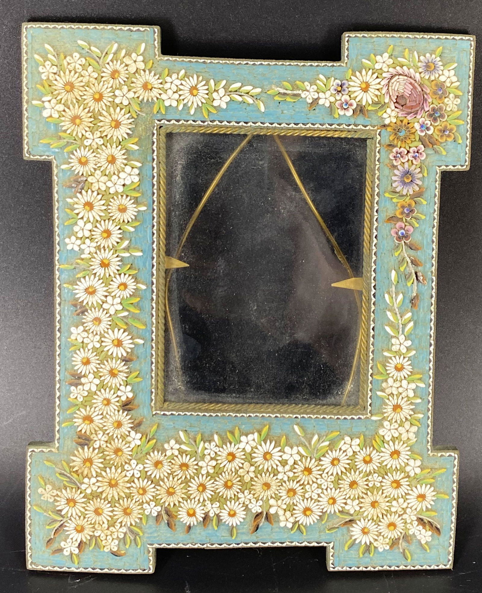 Antique Italian Micromosaic Floral Picture Photo Frame (1 of 6)
