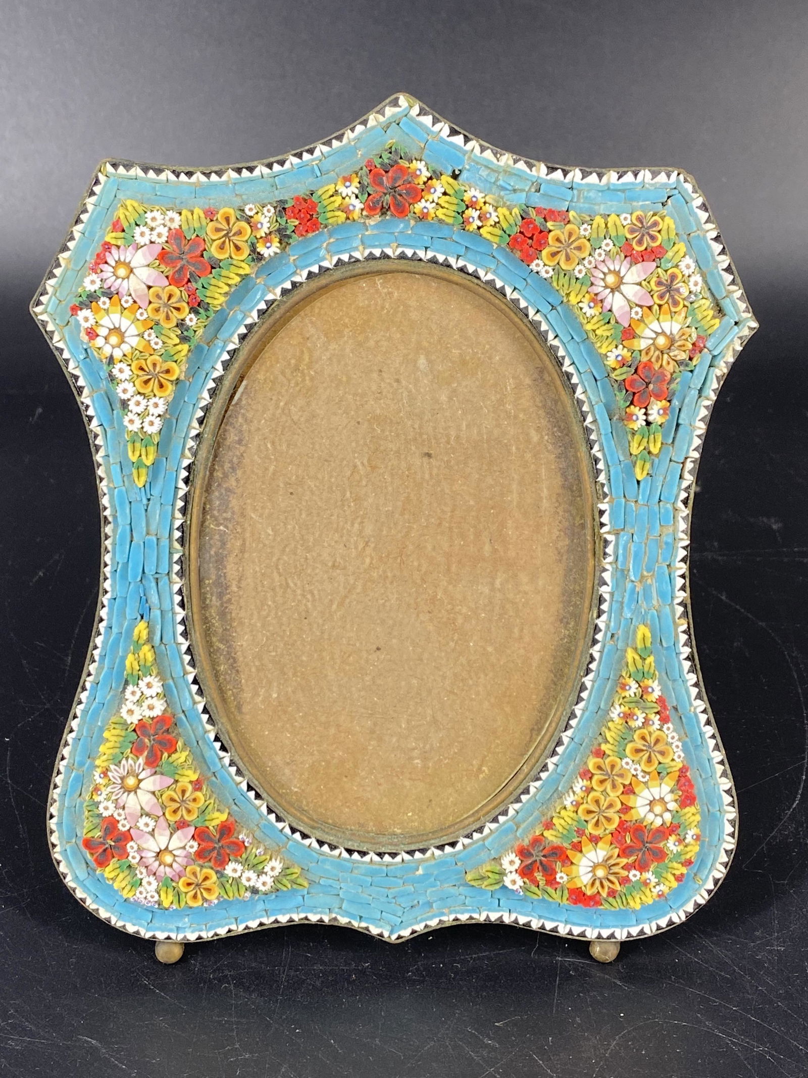 Antique Italian Mosaic Floral Photo Frame (1 of 4)