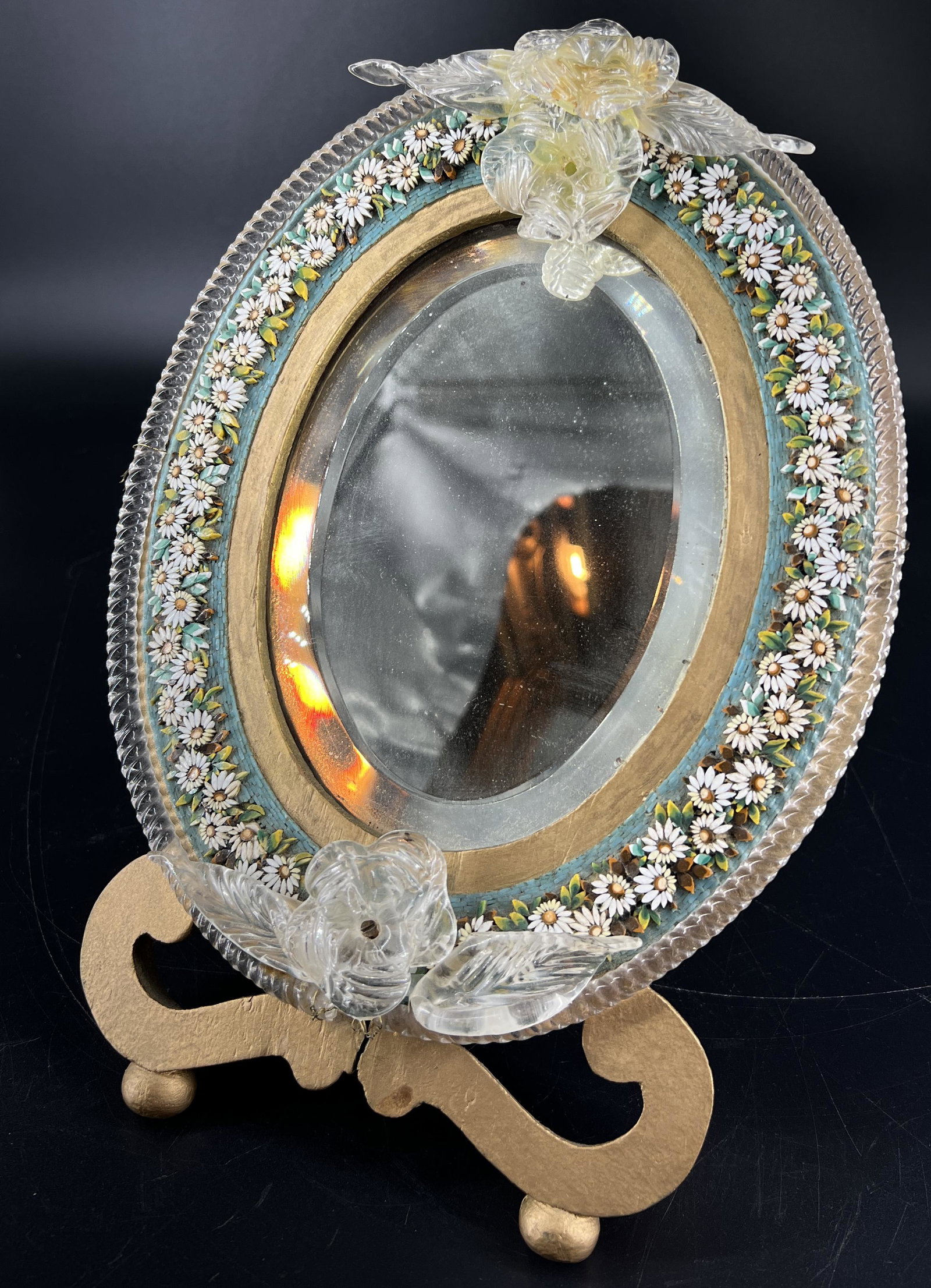Antique Micromosaic Floral Mirror (1 of 4)