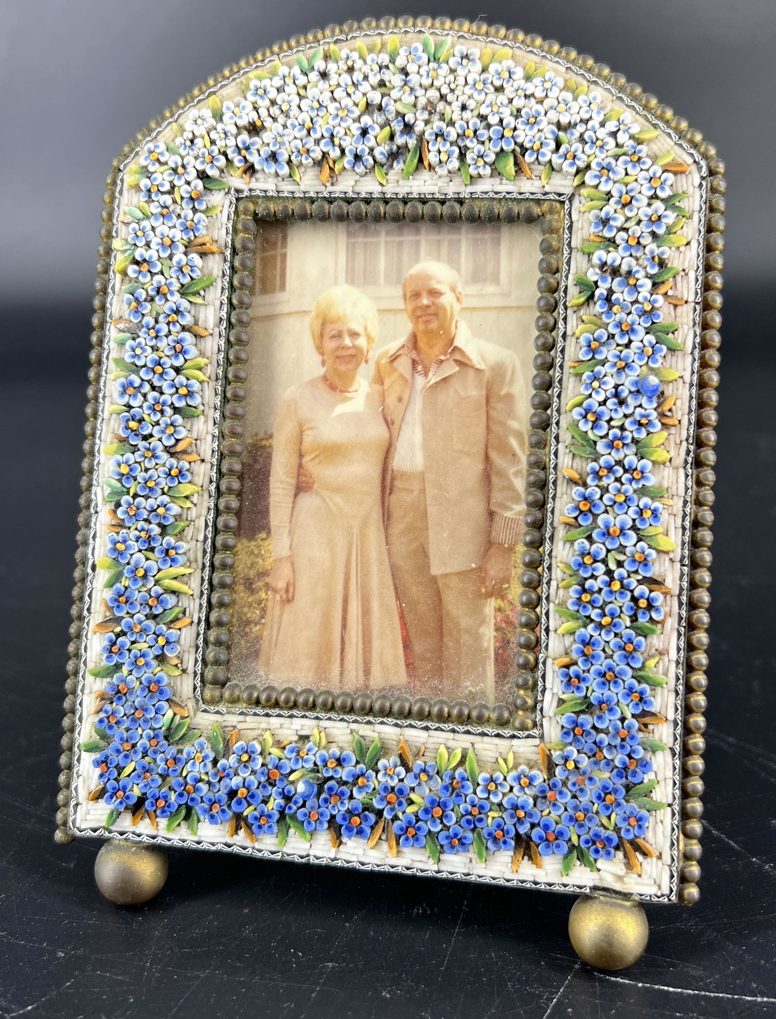 Antique Micromosaic Floral Picture Photo Frame (1 of 4)