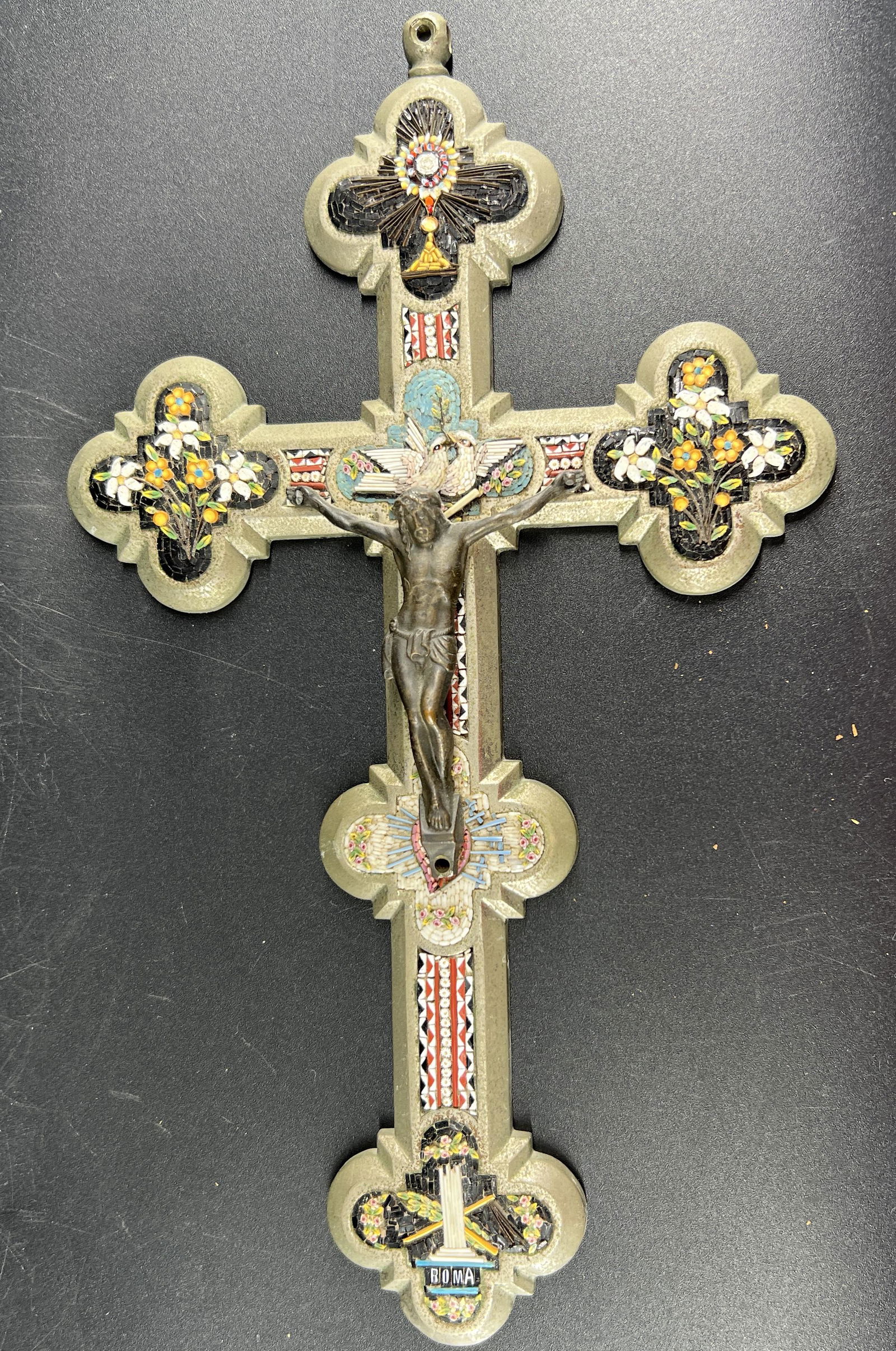 Antique Micromosaic Jesus Crucifix Cross (1 of 5)