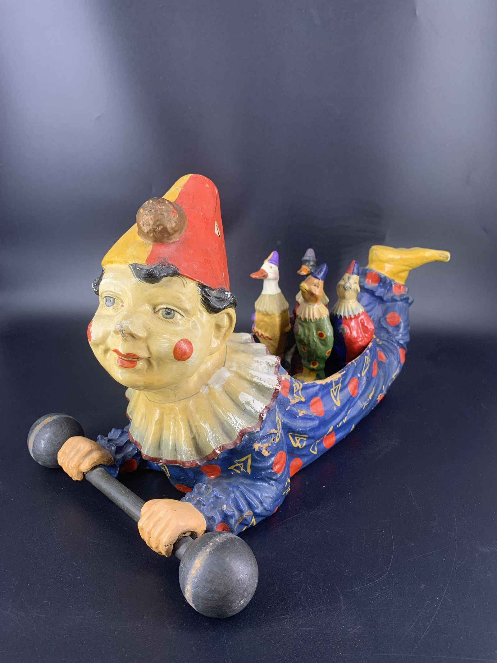 Antique German Clown Paper Mache Skittles Kegel Set (1 of 16)
