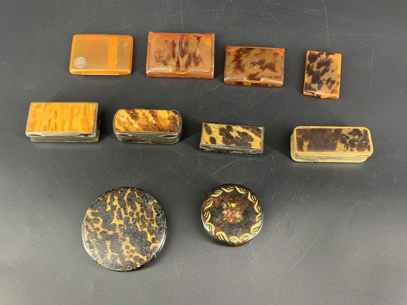 Lot of 10 Tortoise Shell Snuff Cigarette Boxes (1 of 9)