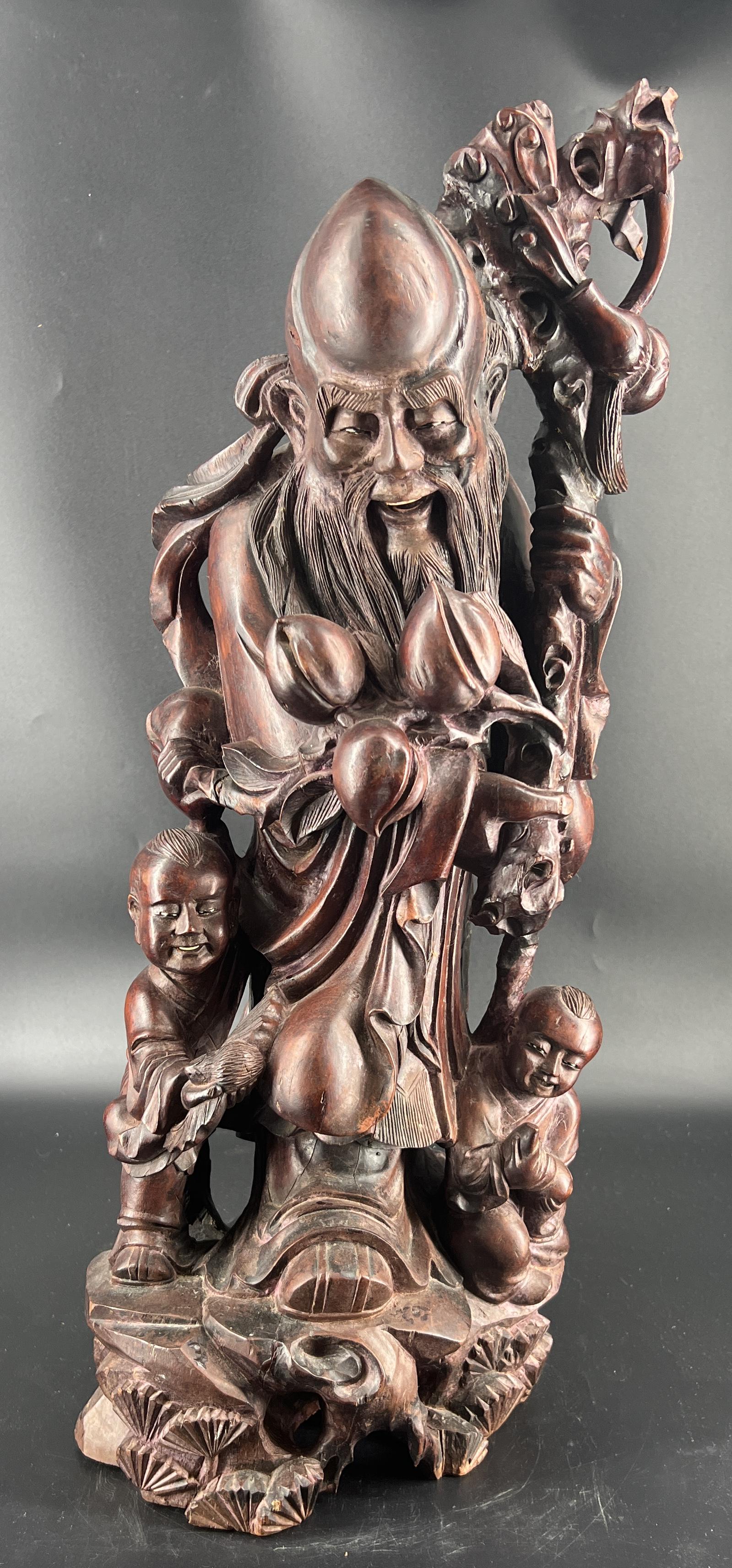 Antique Asian Oriental Carved Wood Wise Man (1 of 10)