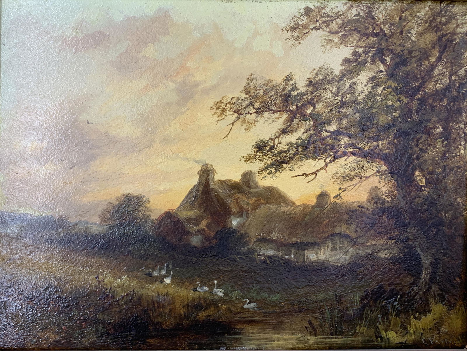 Framed Oil Painting Thatched Cottages Lichfield (1 of 4)