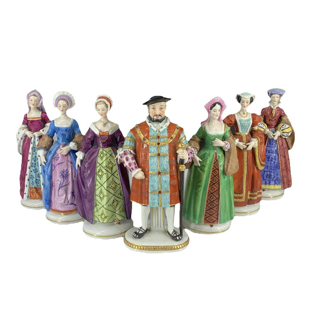 Sitzendorf Porcelain Figurines King Henry VII & Six Wives (1 of 12)