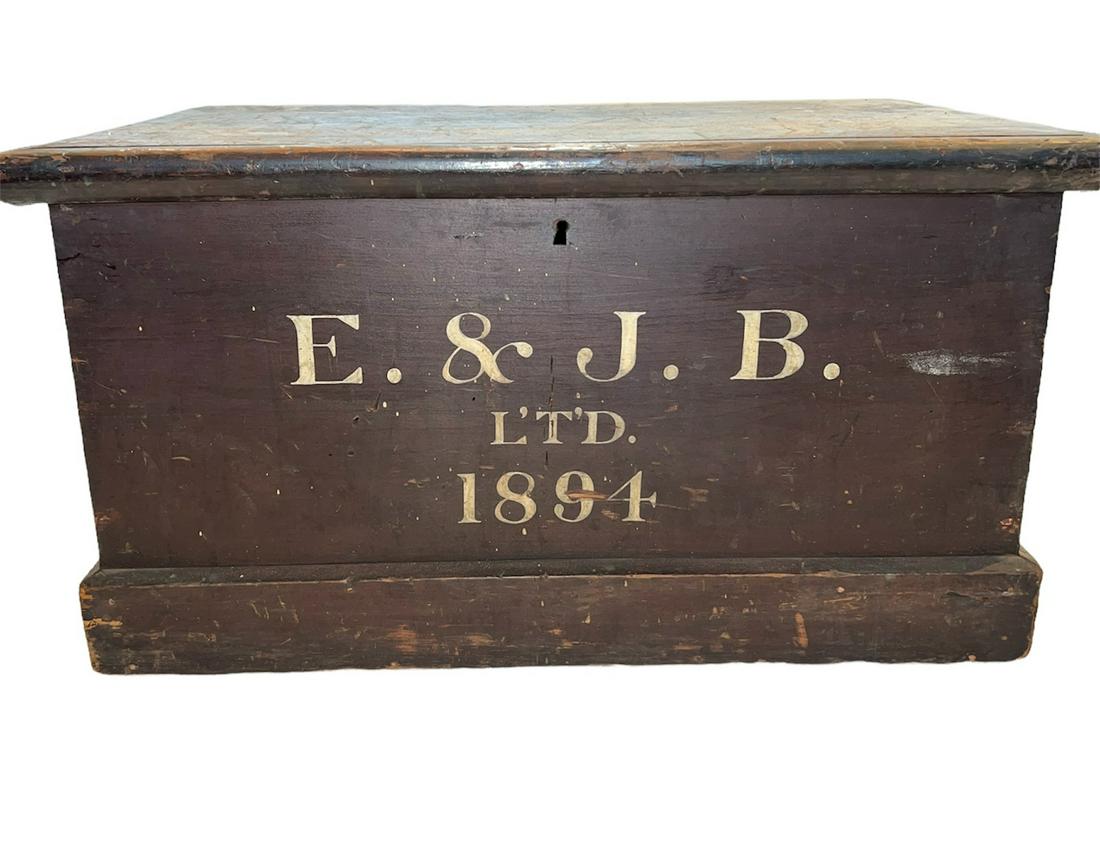 Antique E & J.B. LTD. 1894 Luggage Steamer Trunk (1 of 3)