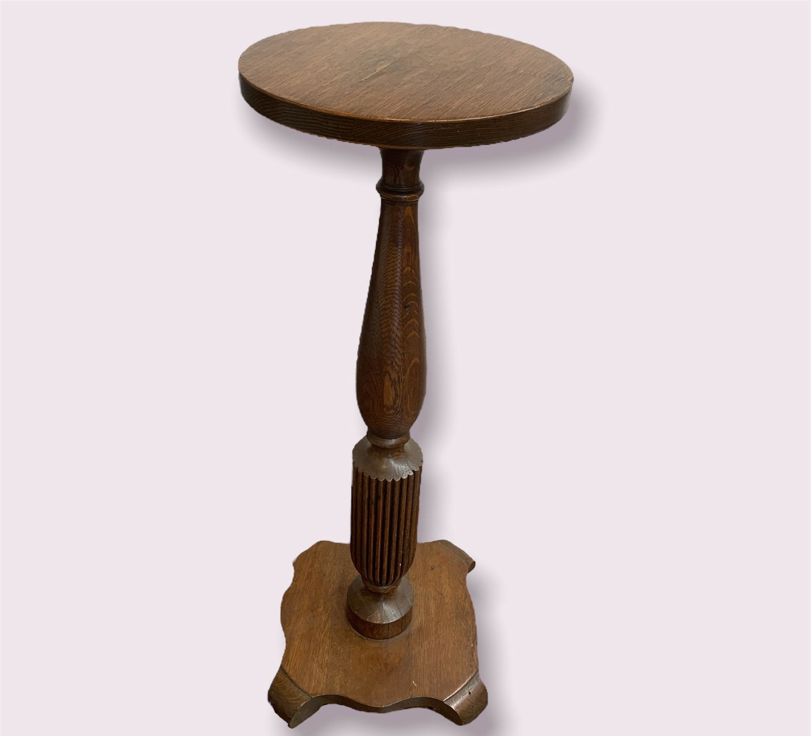 Antique Carved Wooden Golden Oak Pedestal (1 of 6)