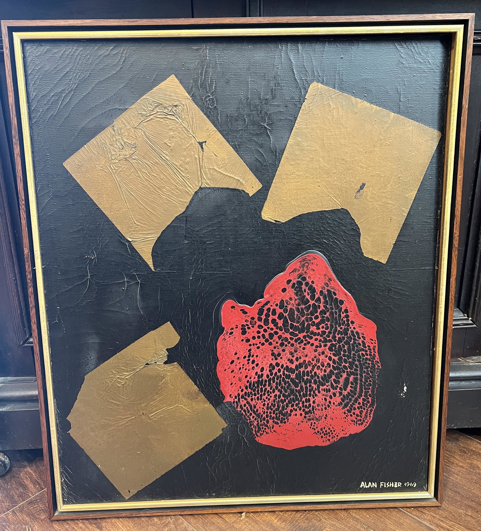 Modern Alan Fisher 1969 Abstract Oil Painting on Canvas Framed (1 of 4)