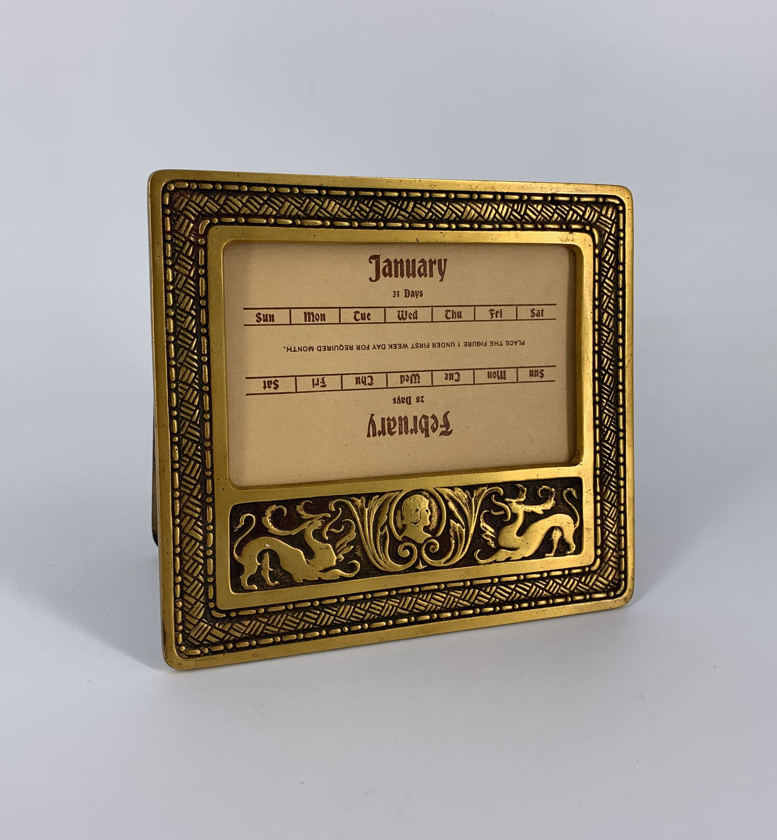 Tiffany Studios NY (1902â€“1932), Bronze Perpetual Calendar In Spanish Pattern #1888 (1 of 11)