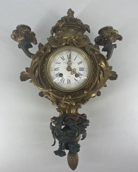 Antique Jules Graux Bronzes D'Art Paris Gilt Bronze French Wall Clock (1 of 12)