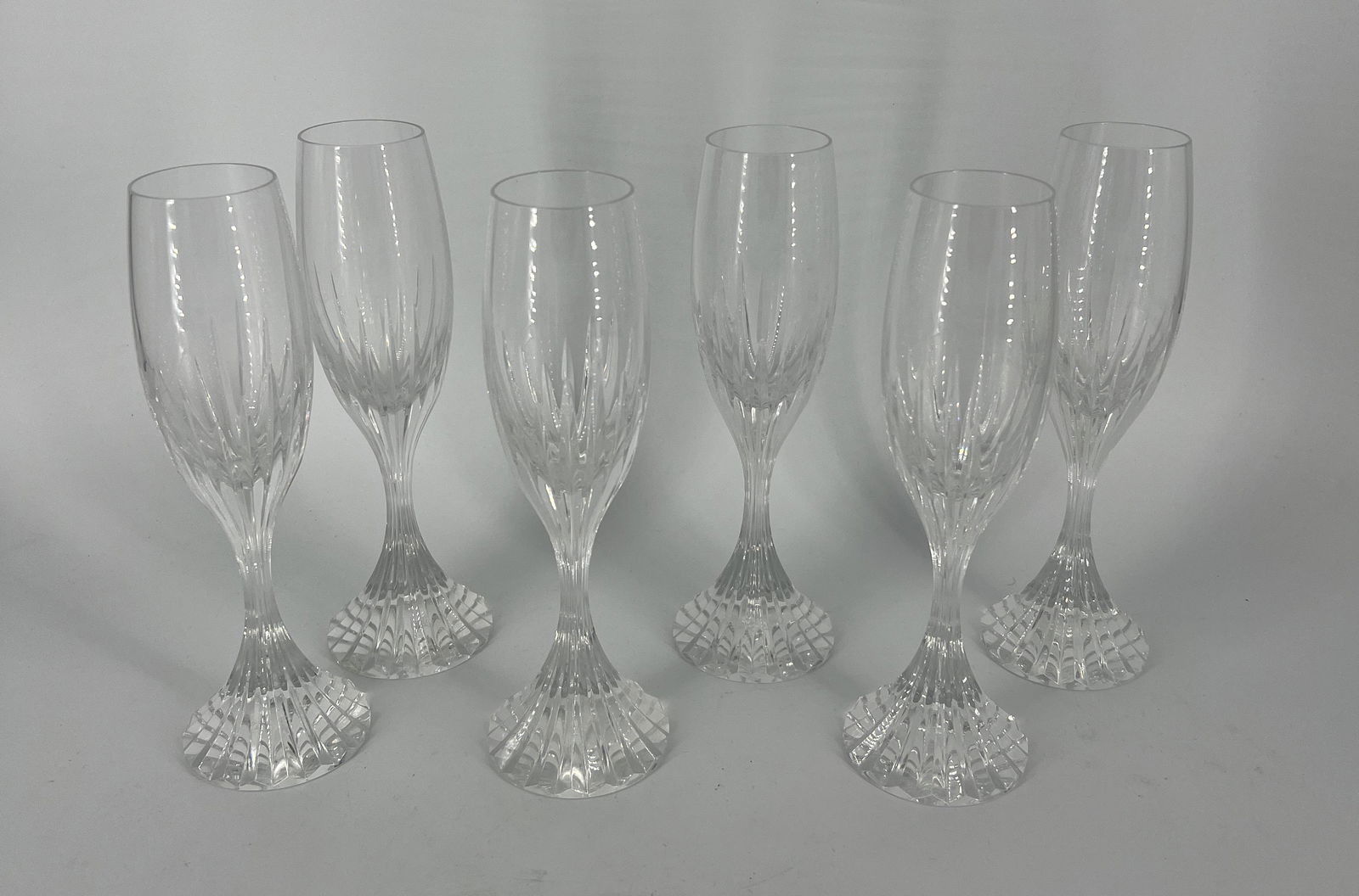 Vintage Lot of 6 Baccarat Champgane Flute Glasses Massena Pattern (1 of 6)