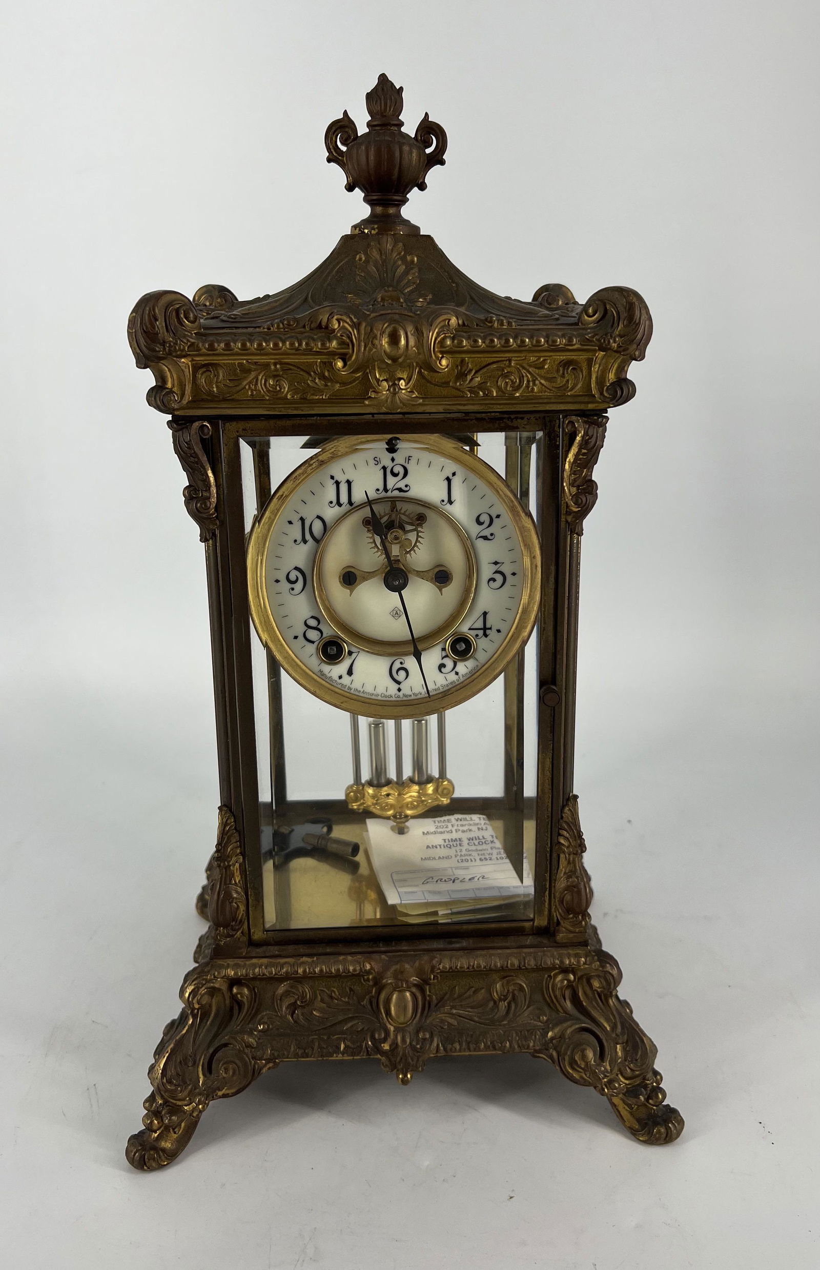 Antique Ansonia New York Crystal Regulator Glass Clock c. 1800's (1 of 10)