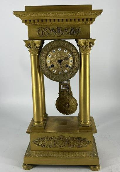 Antique  XIX c. Bronze French Empire Portico Clock (1 of 9)