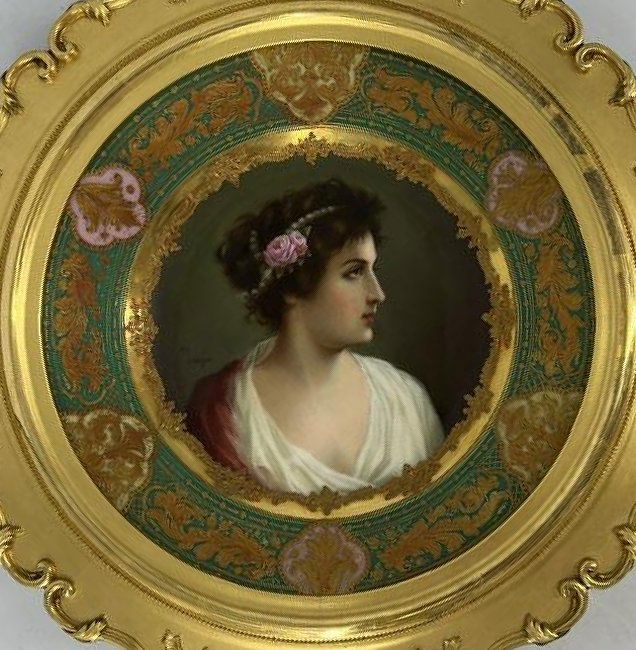 Antique Framed Dresden Germany Hand Painted Plate Dish Charlotte (1 of 7)