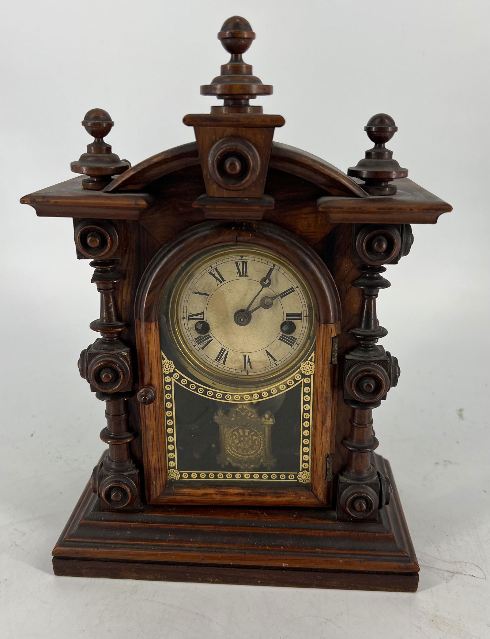 Antique Carved Wooden Mantle Clock (1 of 9)