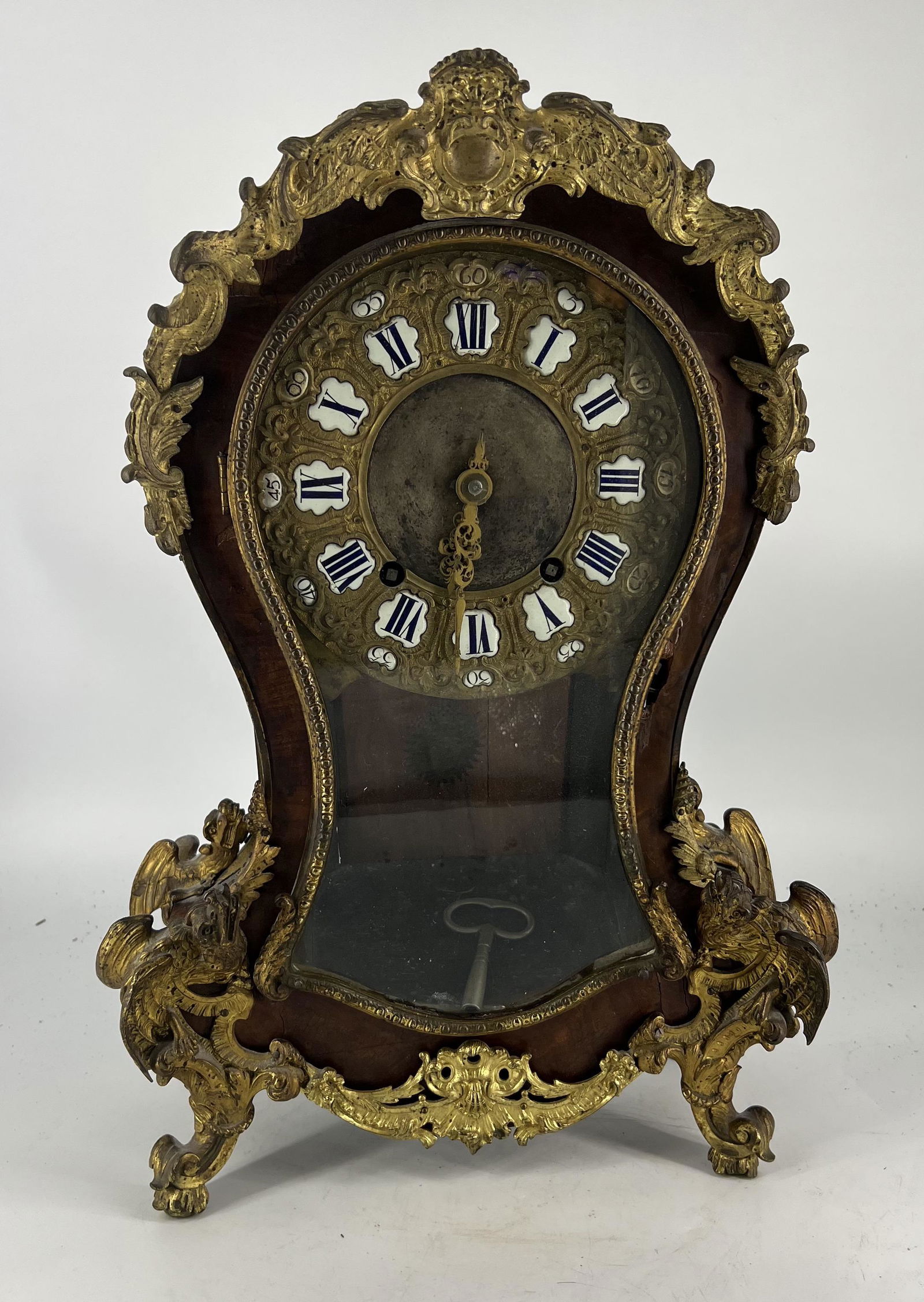 Antique Berne Paris Carved Wood & Brass Dragons Clock (1 of 8)