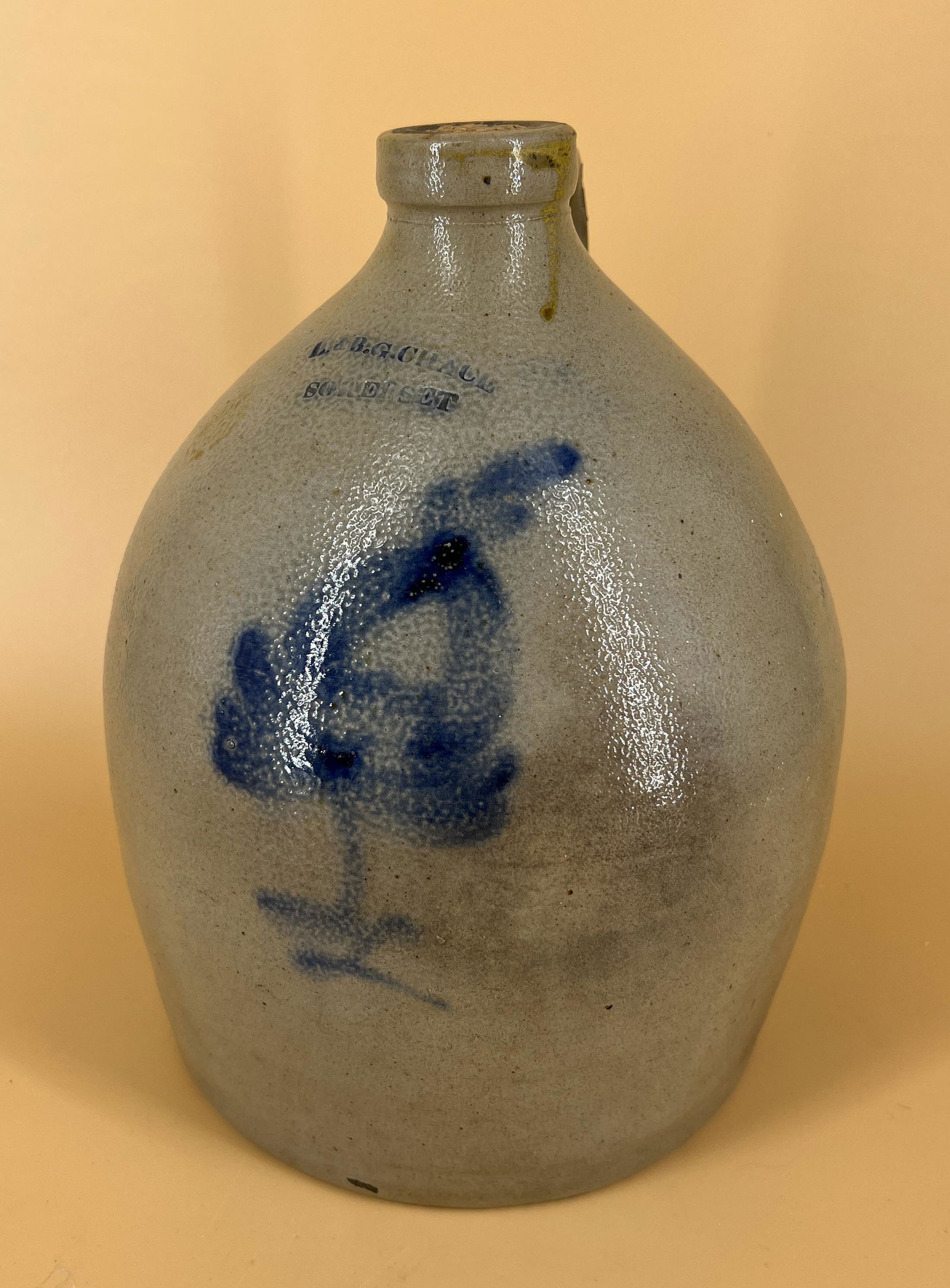 Antique L.B & B.G Chace Somerset, Massachusetts Stoneware Ovoid Jug (1 of 6)