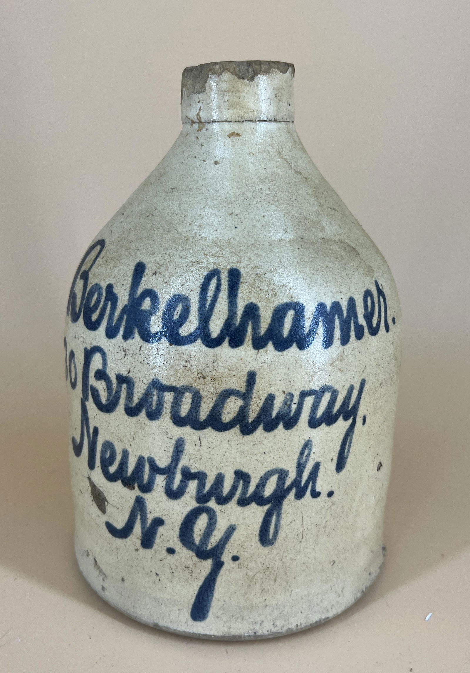 Antique J. Berkelhamer Newburgh, NY Stoneware Crock Jug (1 of 6)