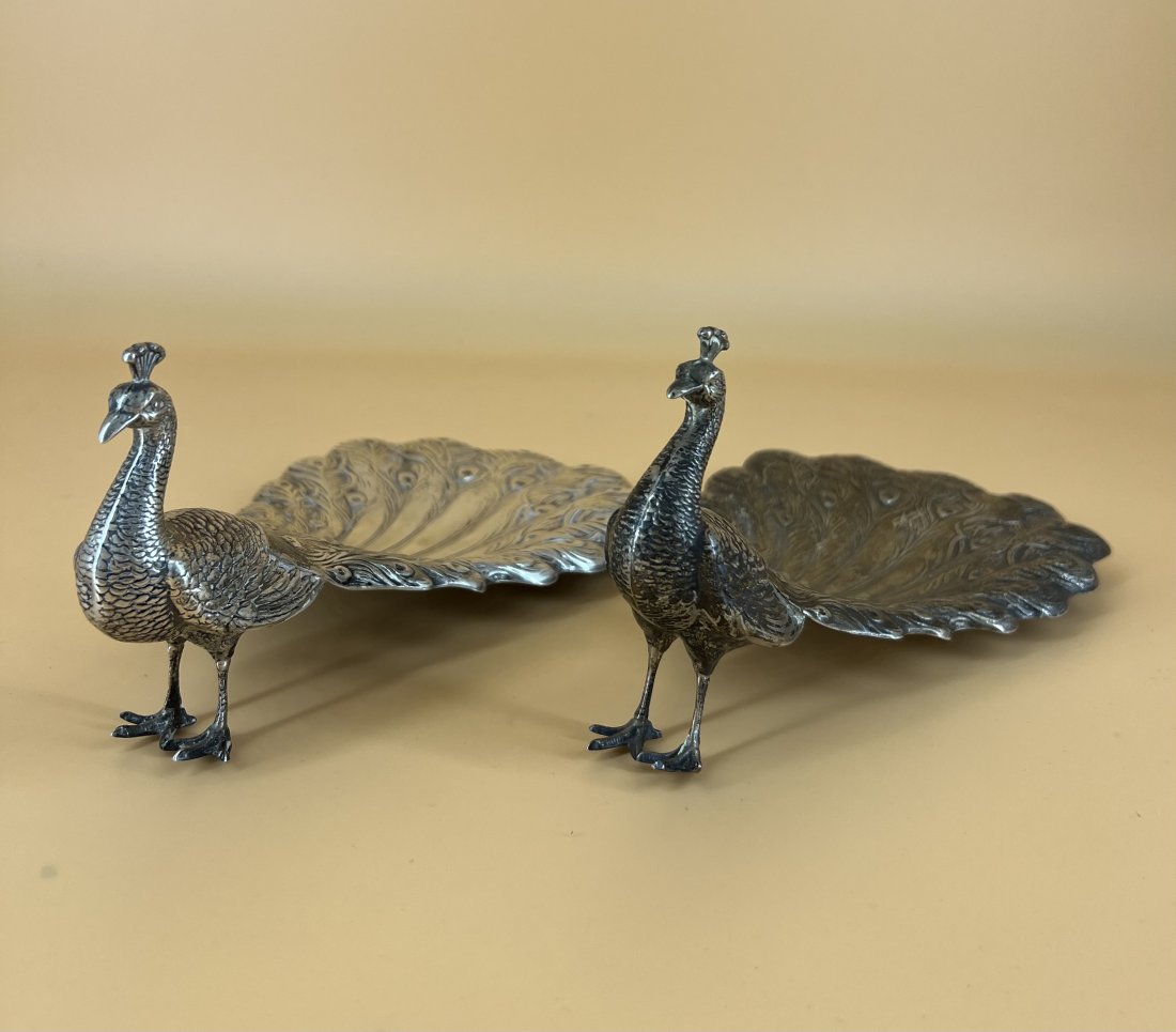 Pair of Sterling Silver Peacock Form Bon Bon Bowls (1 of 5)