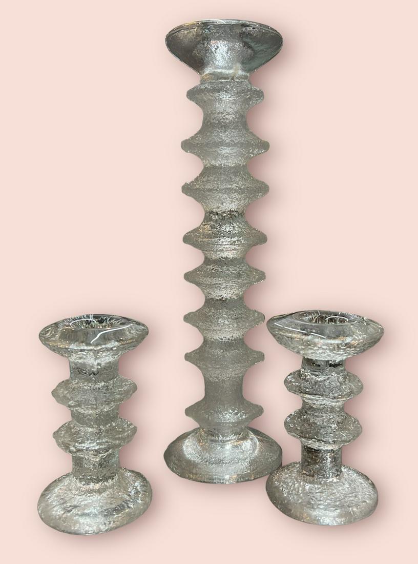 Vintage Mid Century Modern Hammered Glass Candlestick Set by Timo Sarpaneva for Iittala (1 of 11)