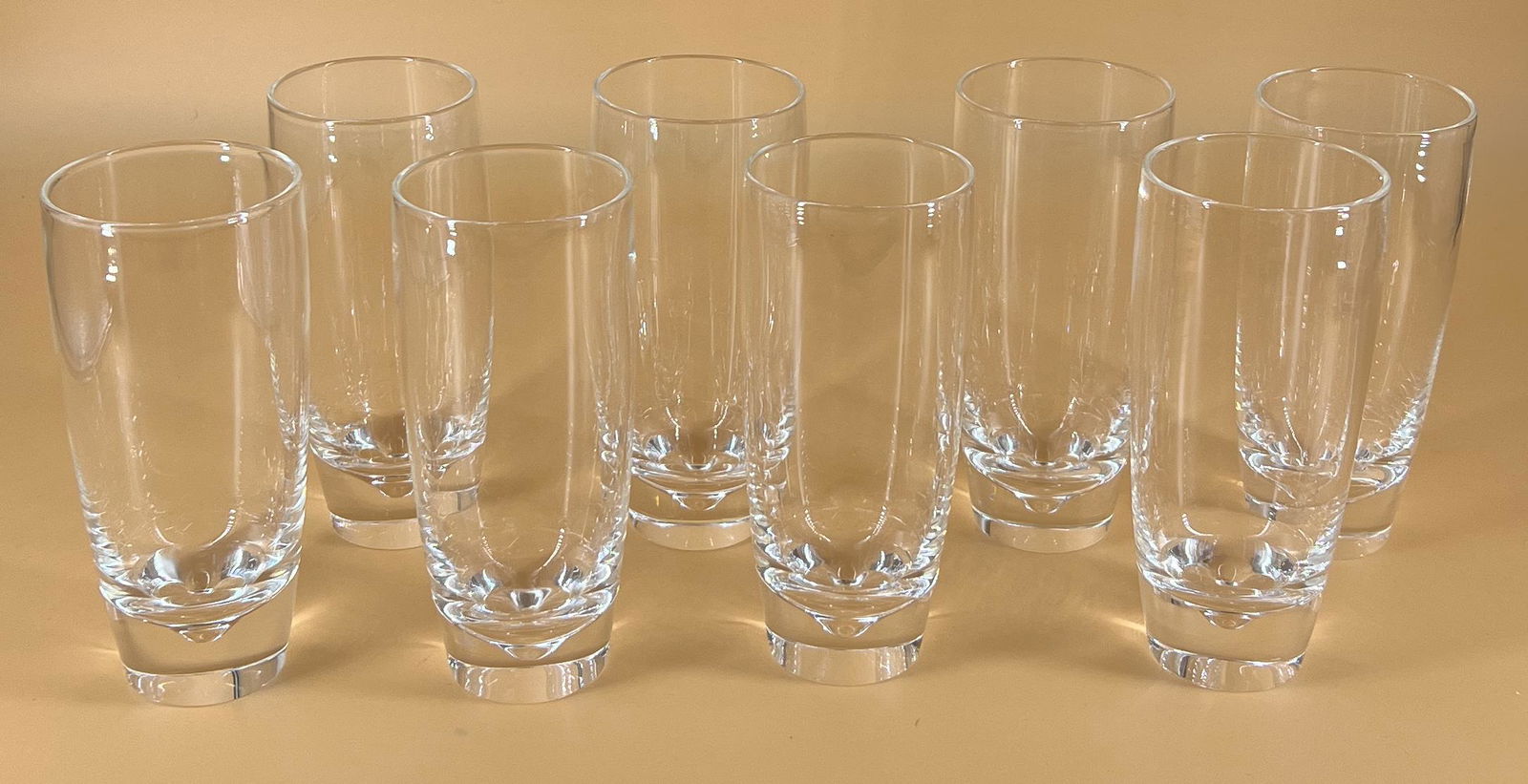 Vintage Lot of 8 Steuben Crystal Glass Signed Dimple Highball Glasses 6.5" (1 of 7)