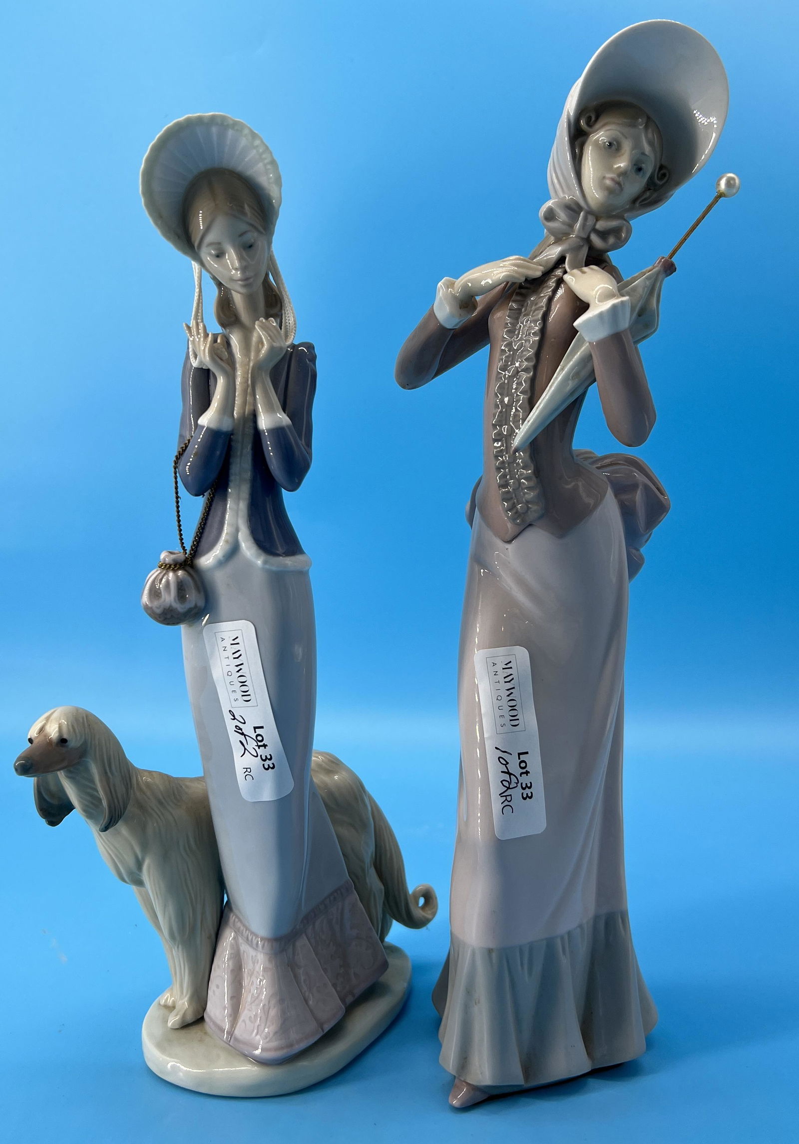 Vintage Lot of 2 Lladro Spain Porcelain Figurines of Fancy Women (1 of 10)