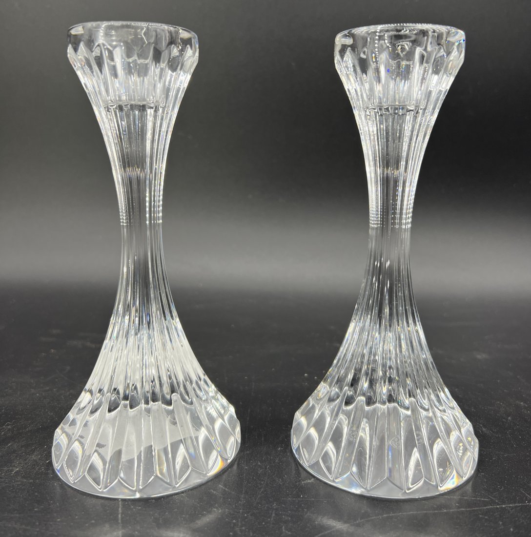 Vintage Pair of Baccarat France Crystal Glass Candlesticks: Vintage Pair of Baccarat France Crystal Glass Candlesticks
