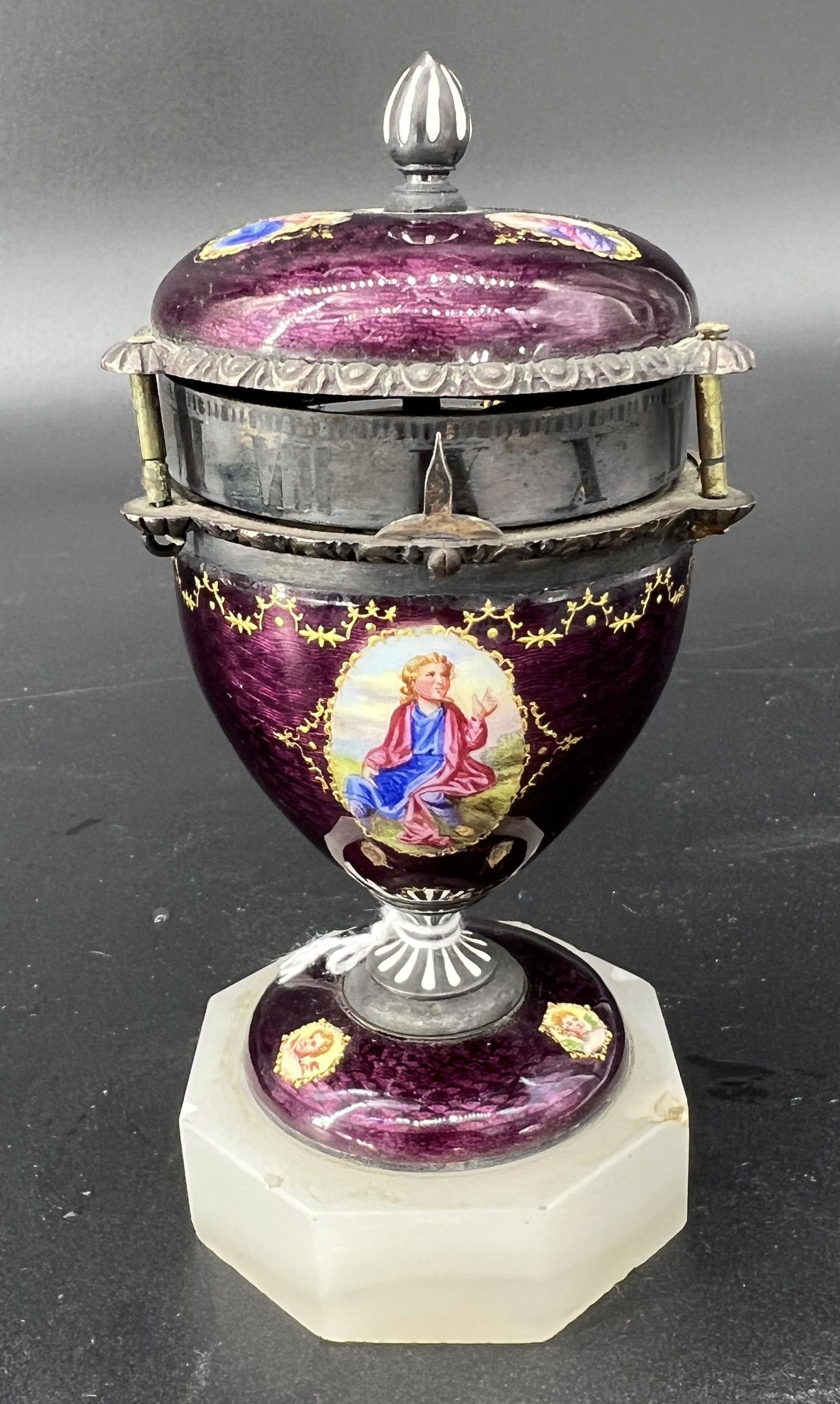 Antique French Guilloche Enamel on Sterling Silver Annular Rotary Dial Clock (1 of 10)