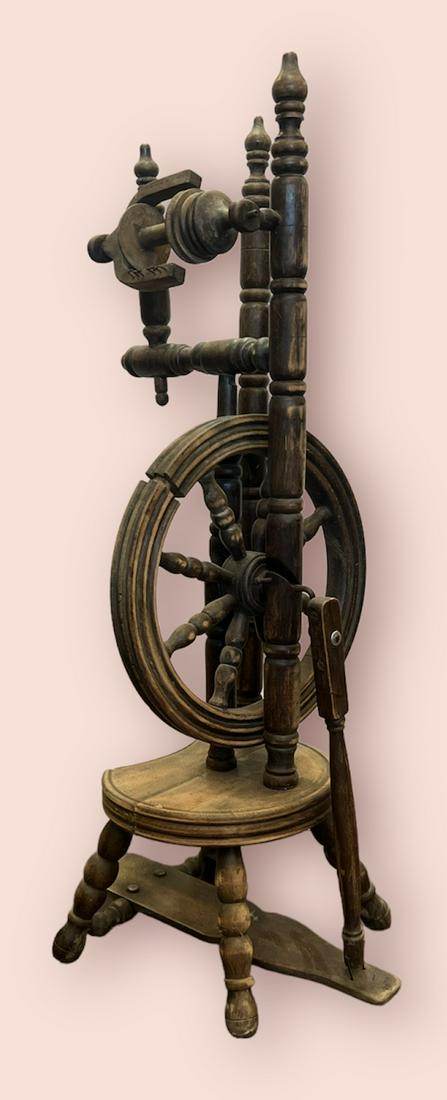 Antique Primitive Traditional Castle Style Upright Wooden Spinning Wheel (1 of 6)