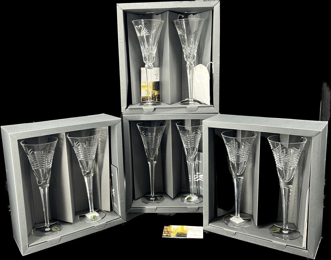 Vintage Lot of 8 Waterford Flute Glasses Spirit of America (1 of 10)