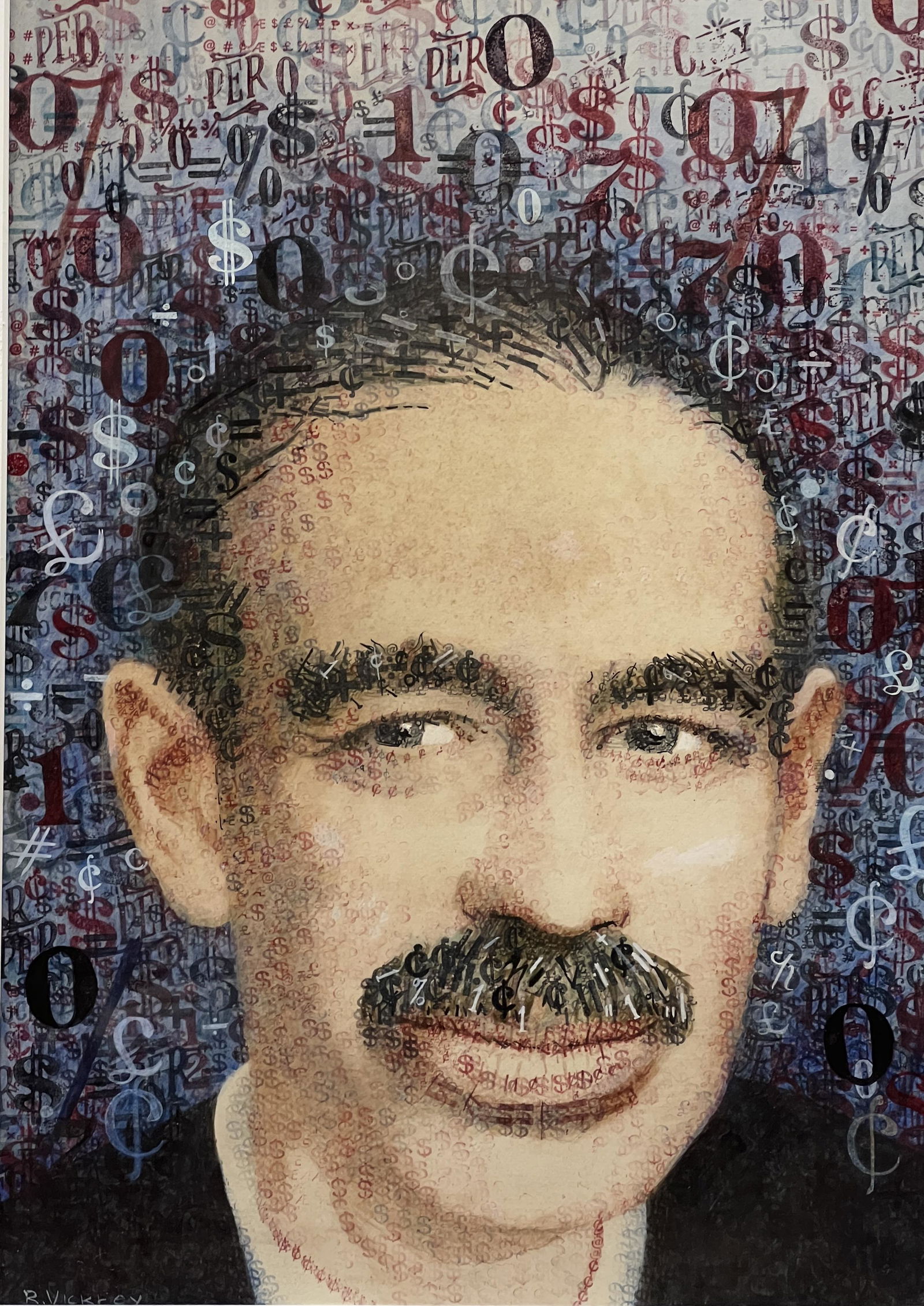 Vintage Robert Vickrey (American, 1926-2011) Acrylic Portrait Framed (1 of 6)