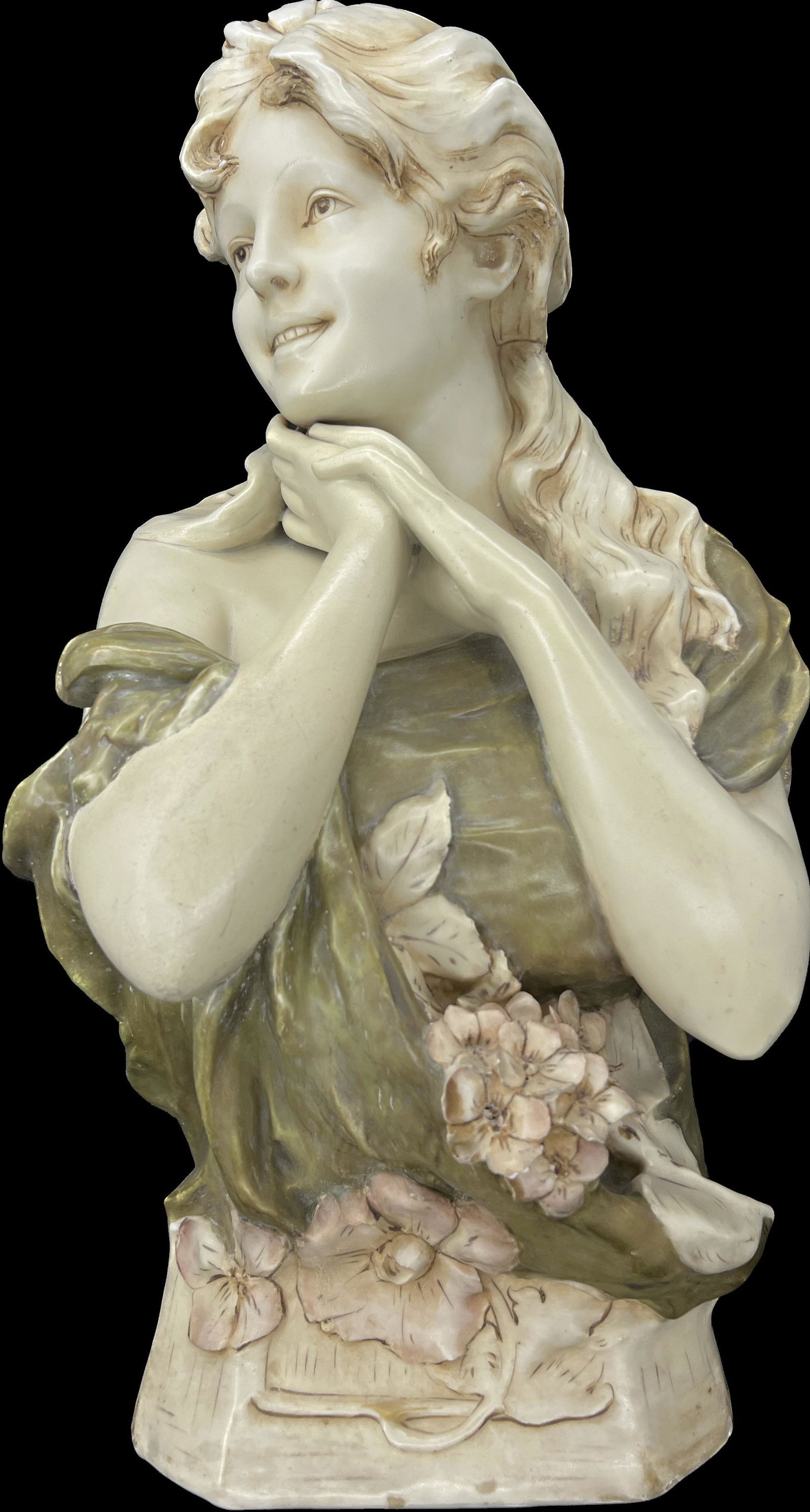 Antique Royal Dux (Bohemia / Czechoslovakia) Porcelain Bust of Young Girl 1905 #1135 (1 of 5)