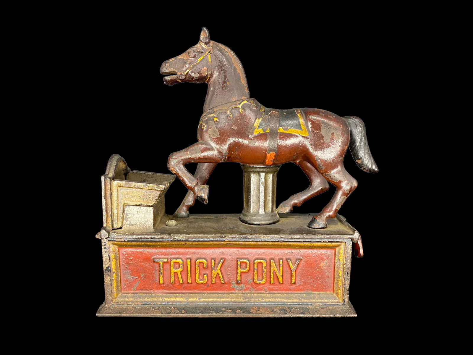 Original Antique Cast Iron Mechanical Coin Piggy Bank 'Trick Pony' 1885 (1 of 6)