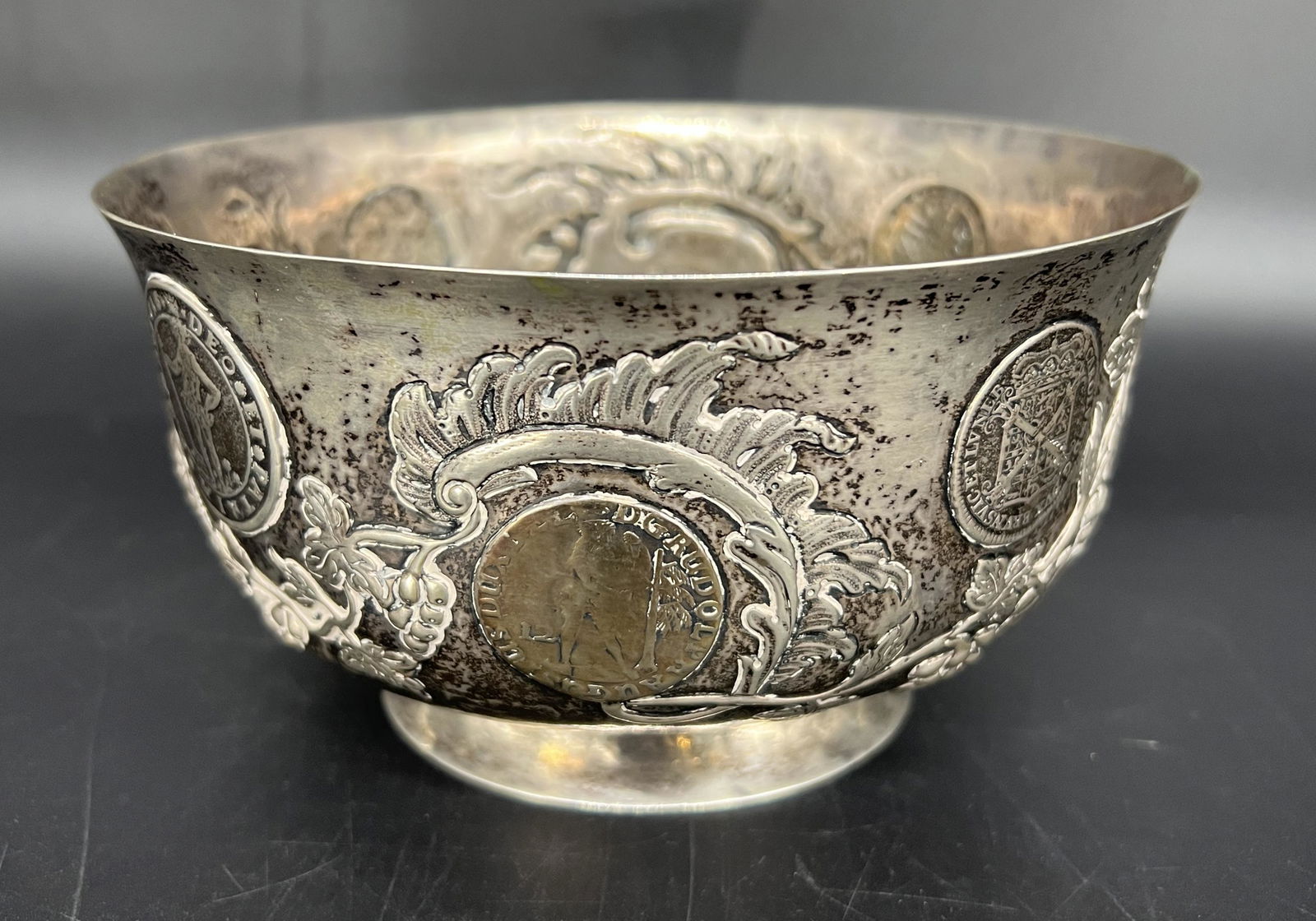 Antique 1764 800 Silver Coin Inset Trophy Bowl (1 of 7)
