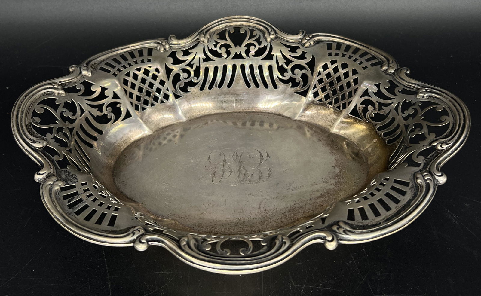 Antique Bailey Banks & Biddle Co Sterling Silver Reticulated Monogrammed Tray (1 of 6)