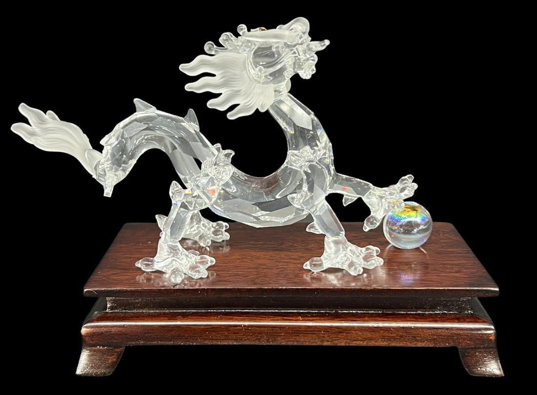 Vintage Swarovski Crystal Dragon on Wooden Base W/ Original Box (1 of 9)