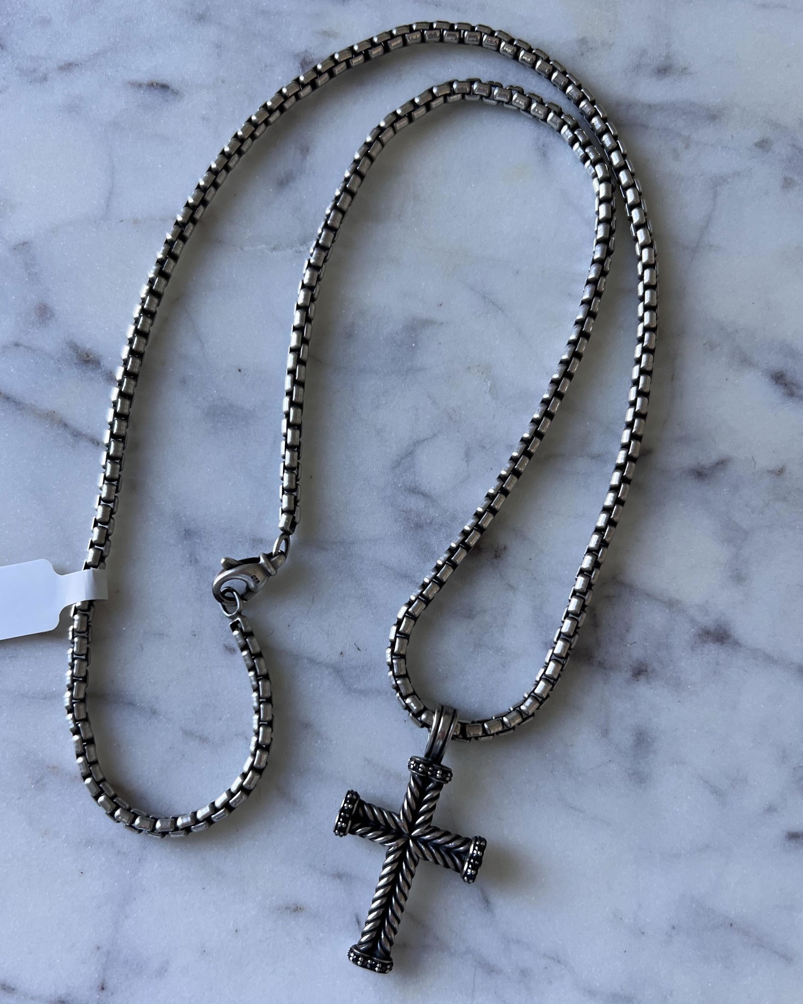 Vintage David Yurman Sterling Silver Cross Pendant Necklace