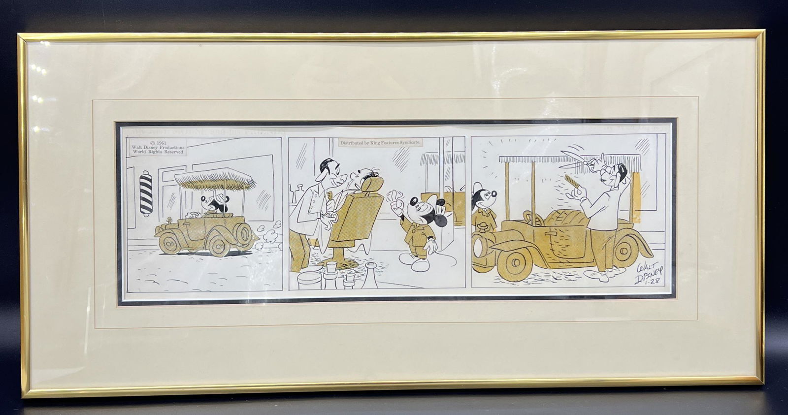 Original Ink Daily Comic Strip Drawing Walt Disney Mickey Mouse 1961 (1 of 8)