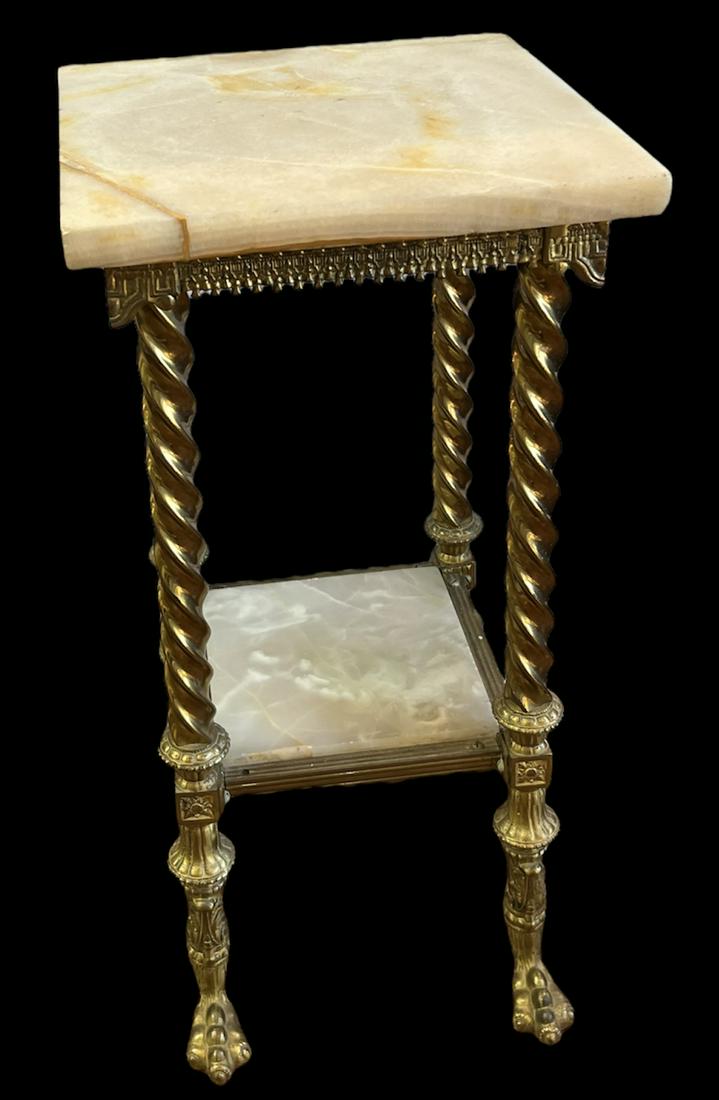 Vintage Marble Top Pedestal Side Table (1 of 6)